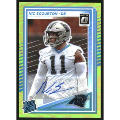 2025 Donruss Optic Rated Rookies Autographs Neon Yellow #270 Nic Scourton
