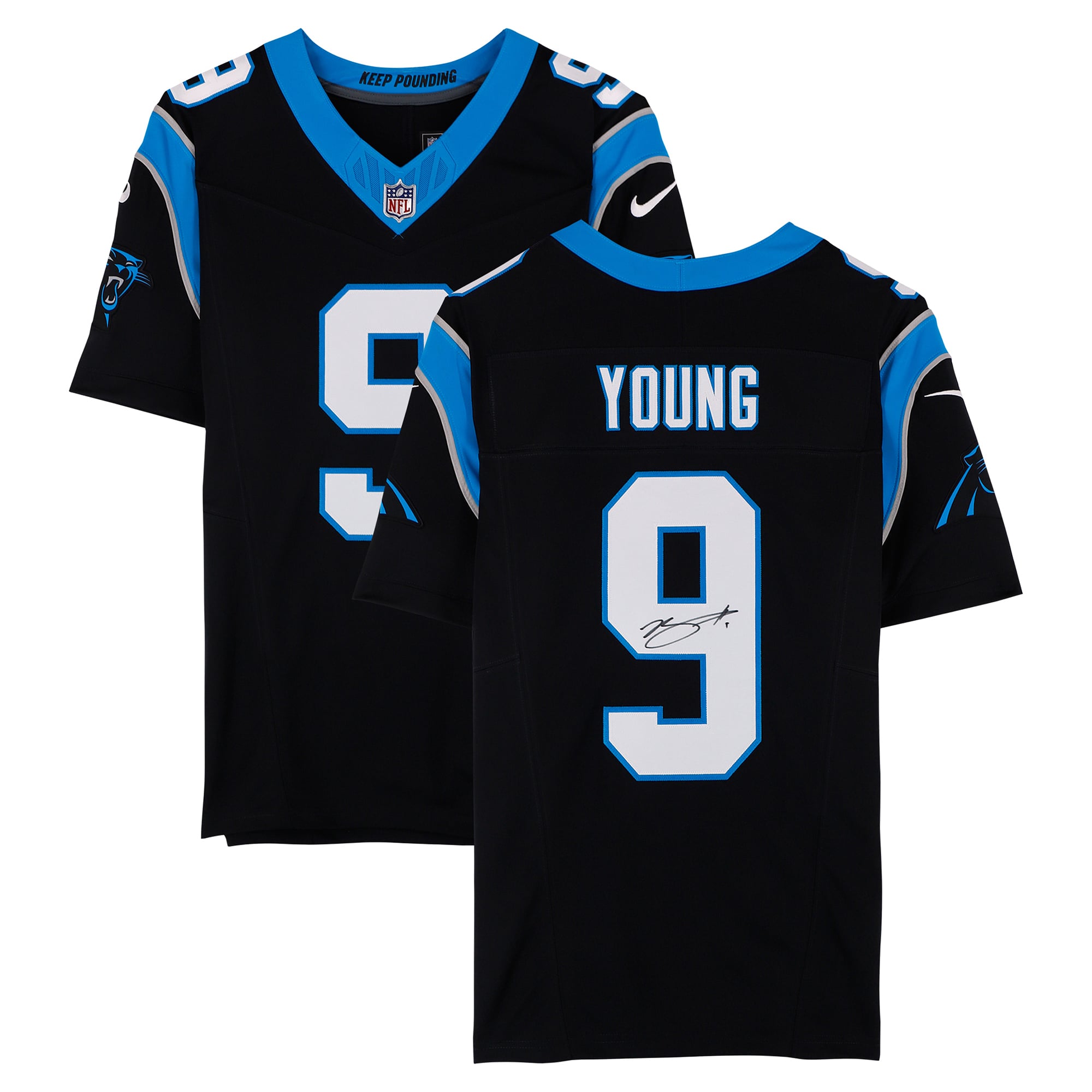 Maillot Nike Vapor Fuse noir en édition limitée, autographié par Bryce Young des Panthers de la Caroline