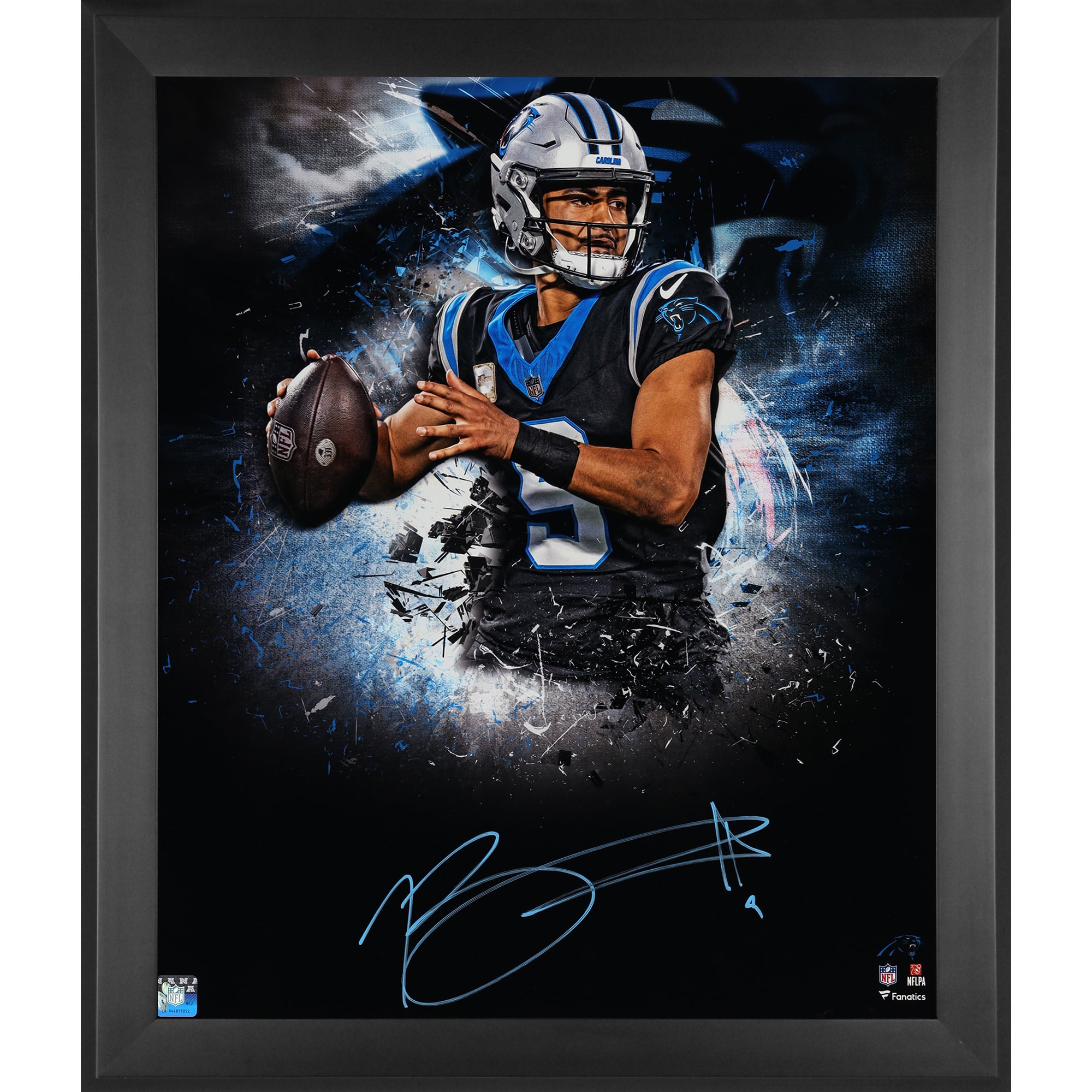 Photo encadrée et autographiée de Bryce Young (Carolina Panthers), format 20 x 24 pouces (51 x 61 cm).