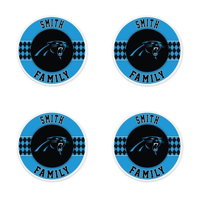 Carolina Panthers 4" Personalized Circular Coasters 4-Pack Set