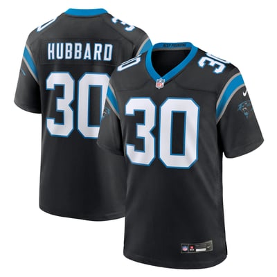 Camiseta de juego local de los Carolina Panthers de Nike - Negra - Chuba Hubbard - Para hombre