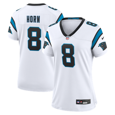 Camiseta Nike Game de la 2a equipación del Carolina Panthers - Blanco - Jaycee Horn - Mujer