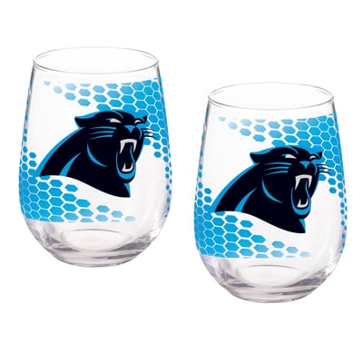 Carolina Panthers Two-Piece 17oz. Color Fade Stemless Wine Glass Set