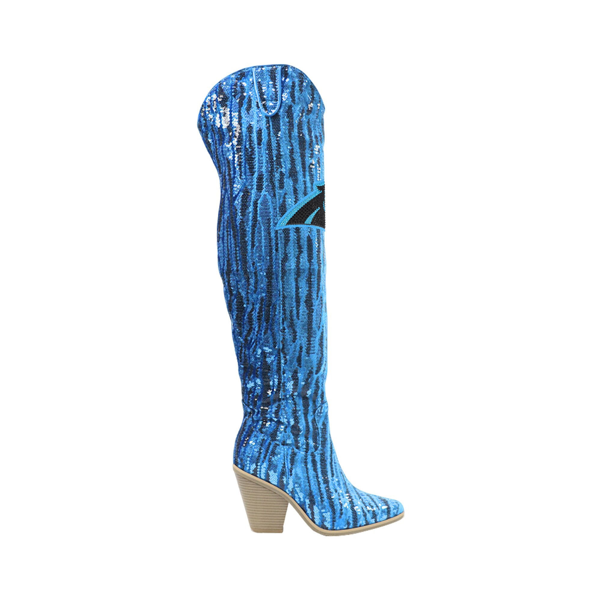 Cuce Carolina Panthers Over-the-Knee Two-Tone Sequin Boots