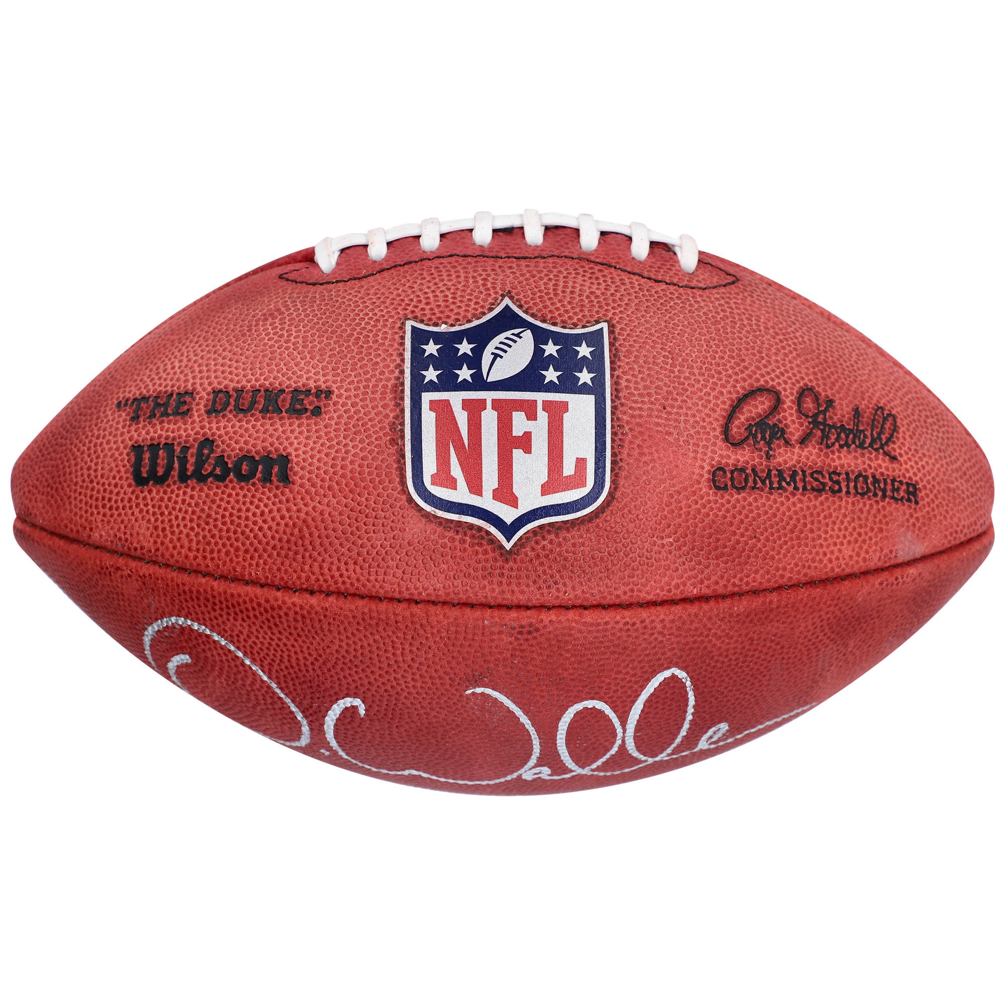 Ballon de football américain professionnel Wilson Duke, couleur, autographié par Darren Waller (Carolina Panthers).