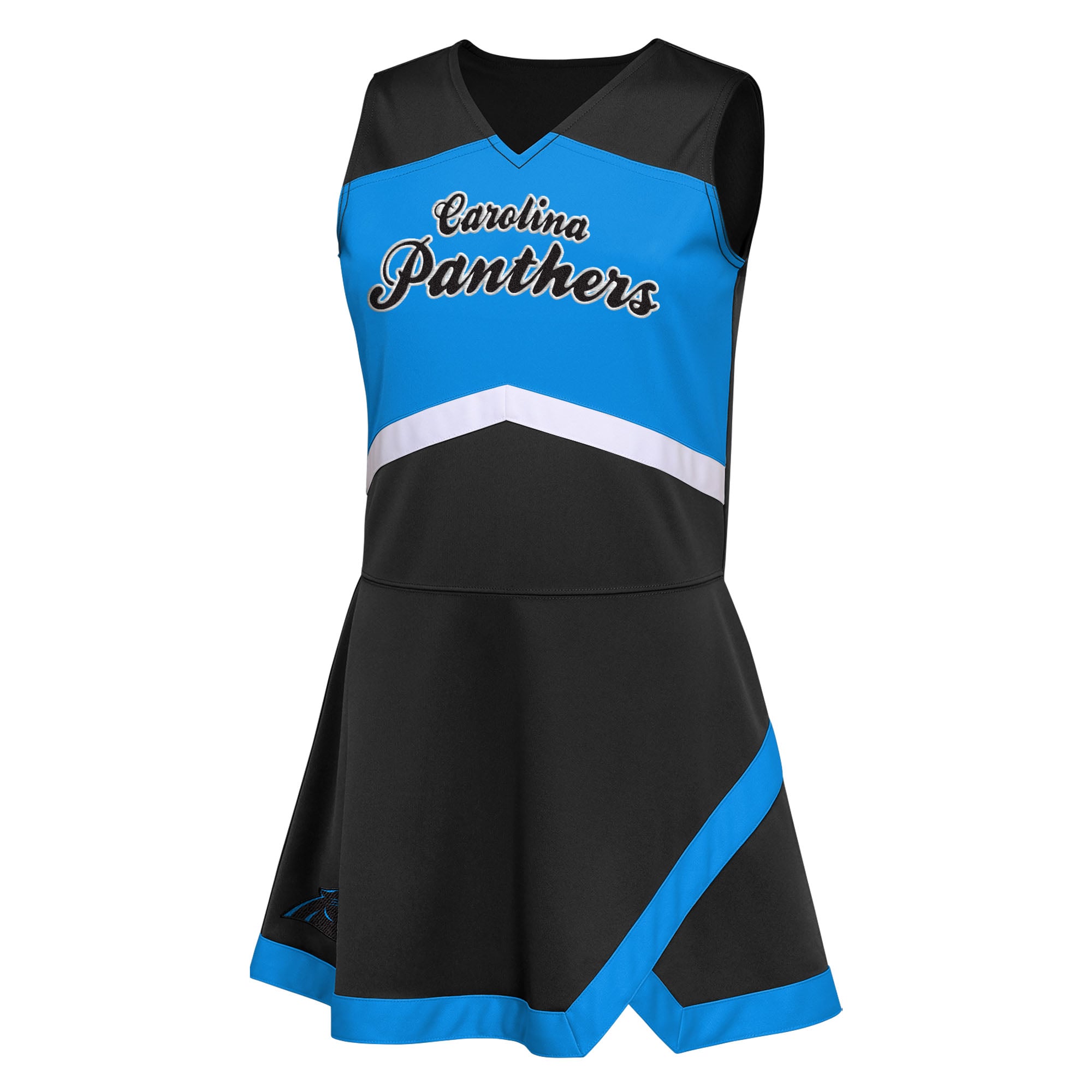 Girls Preschool Black Carolina Panthers Two-Piece Cheer Captain Jumper Dress with Bloomers Set