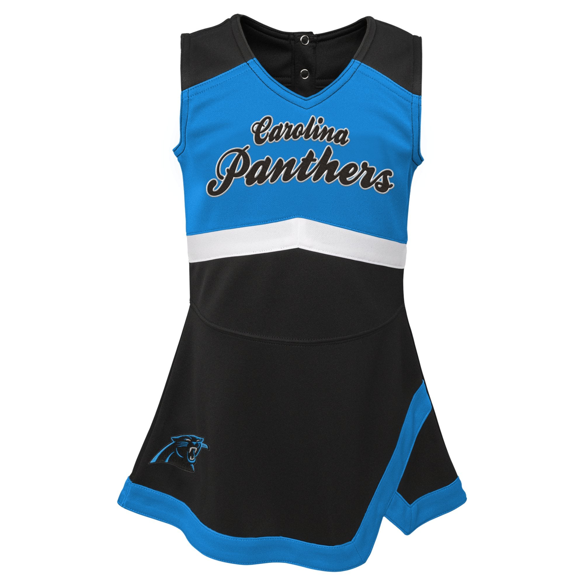 Girls Toddler Black Carolina Panthers Cheer Captain V-Neck Dress with Bloomers
