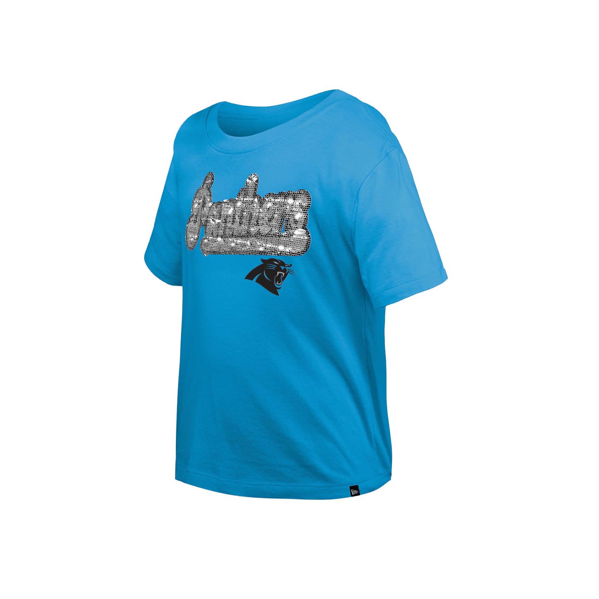 T-shirt à sequins réversibles bleus New Era Carolina Panthers pour jeunes filles