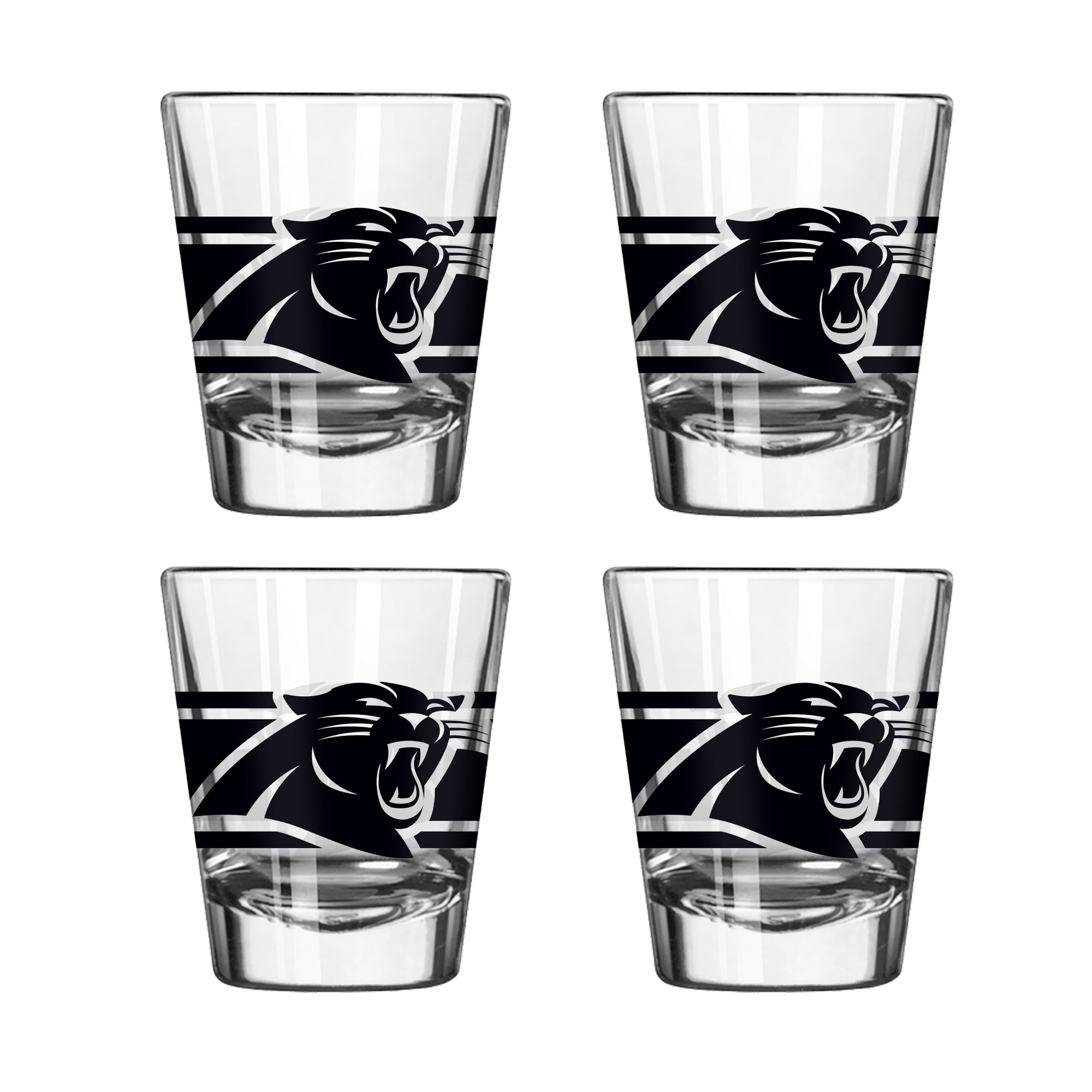 Ensemble de quatre verres à shot rayés Logo Brands Carolina Panthers
