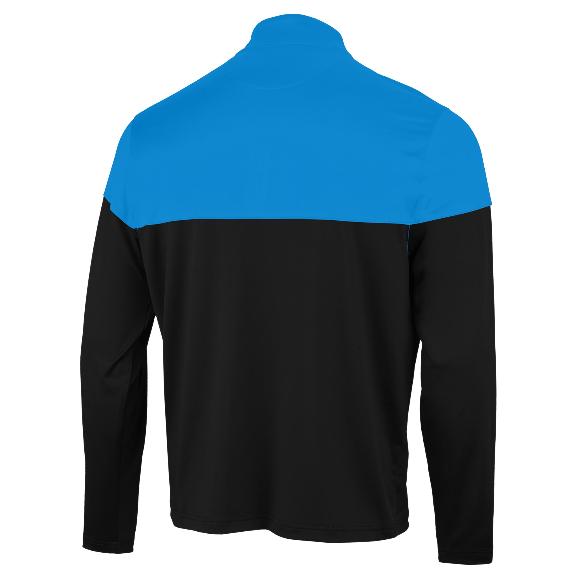 Pull à col zippé Antigua noir et bleu Carolina Panthers pour homme