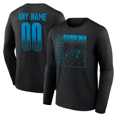 Carolina Panthers Home Field Pop Personalized Name & Number Long Sleeve T-Shirt - Black