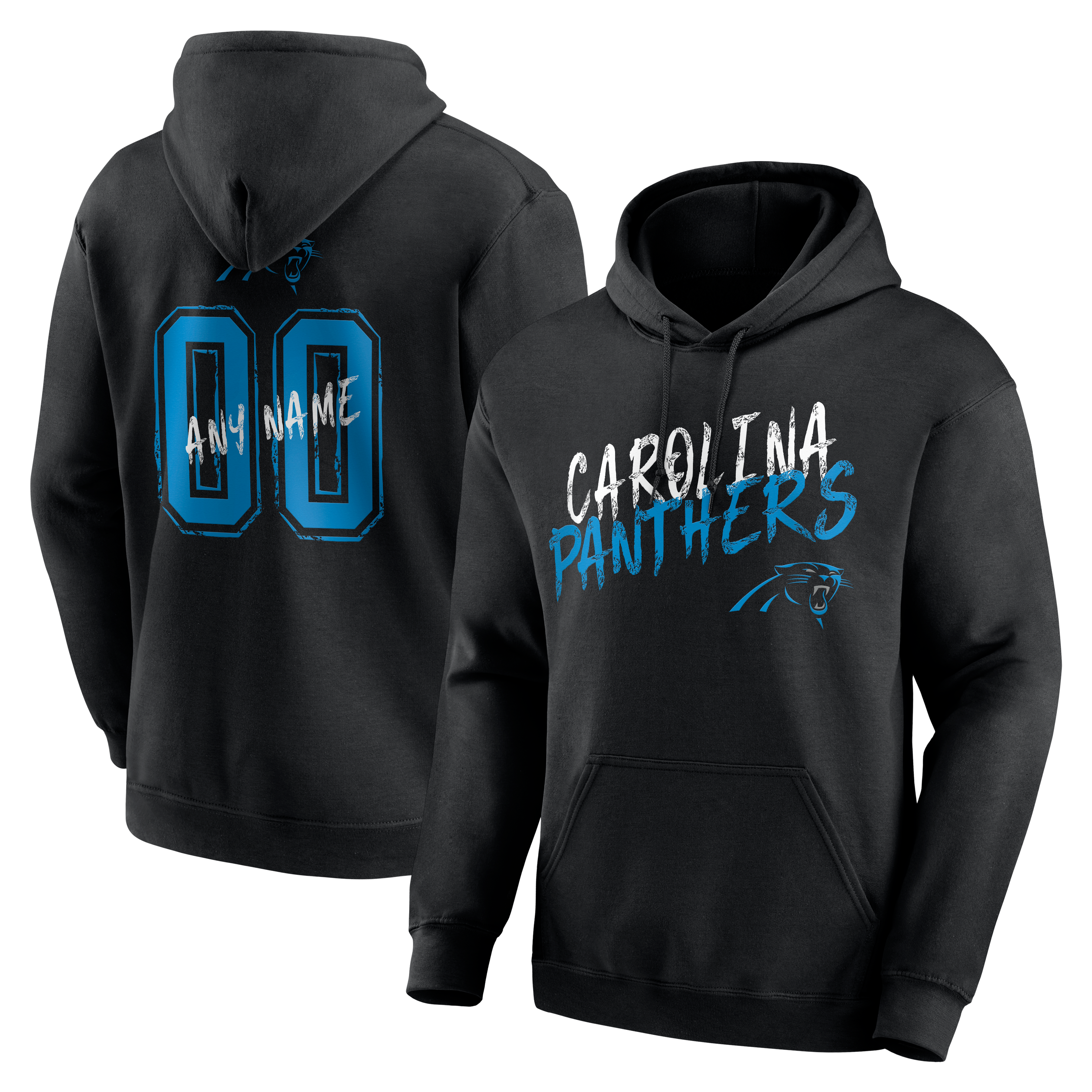 Men's Black Carolina Panthers Hustle Personalized Name & Number Hoodie