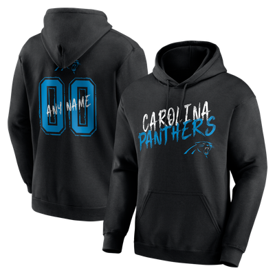 Carolina Panthers Hustle Personalized Name & Number Hoodie - Black