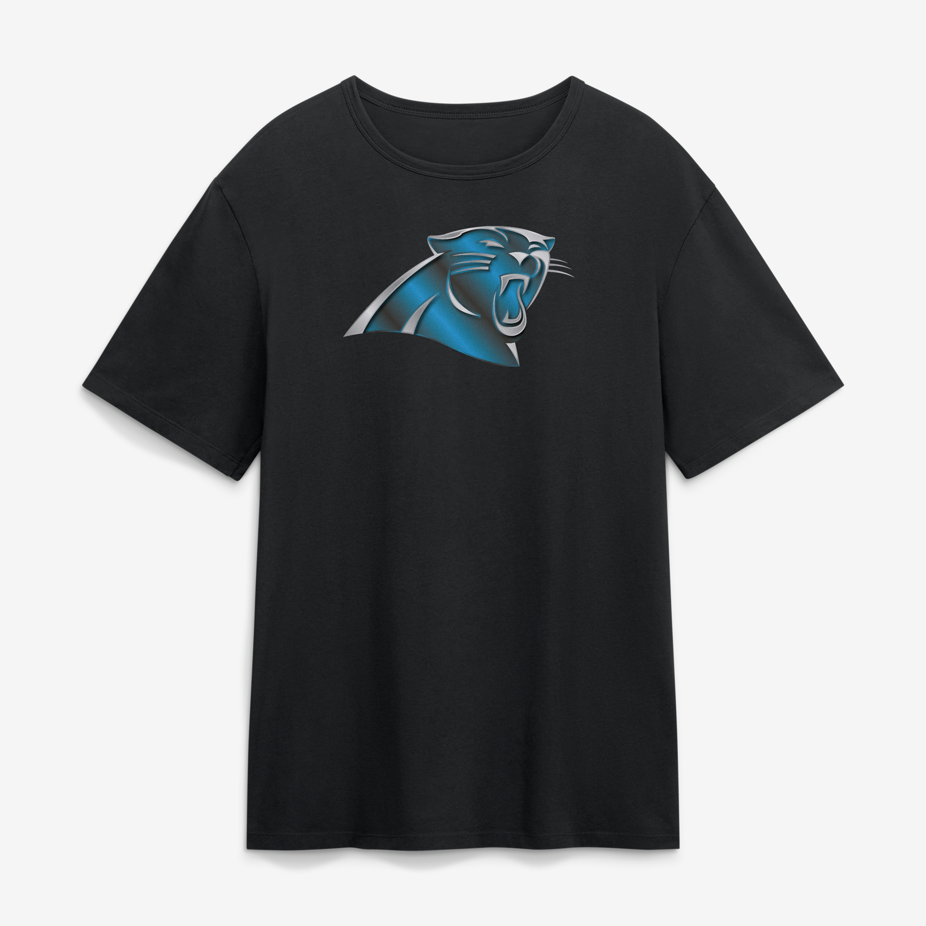 T-shirt noir pour homme avec mascotte métallique des Panthers de la Caroline