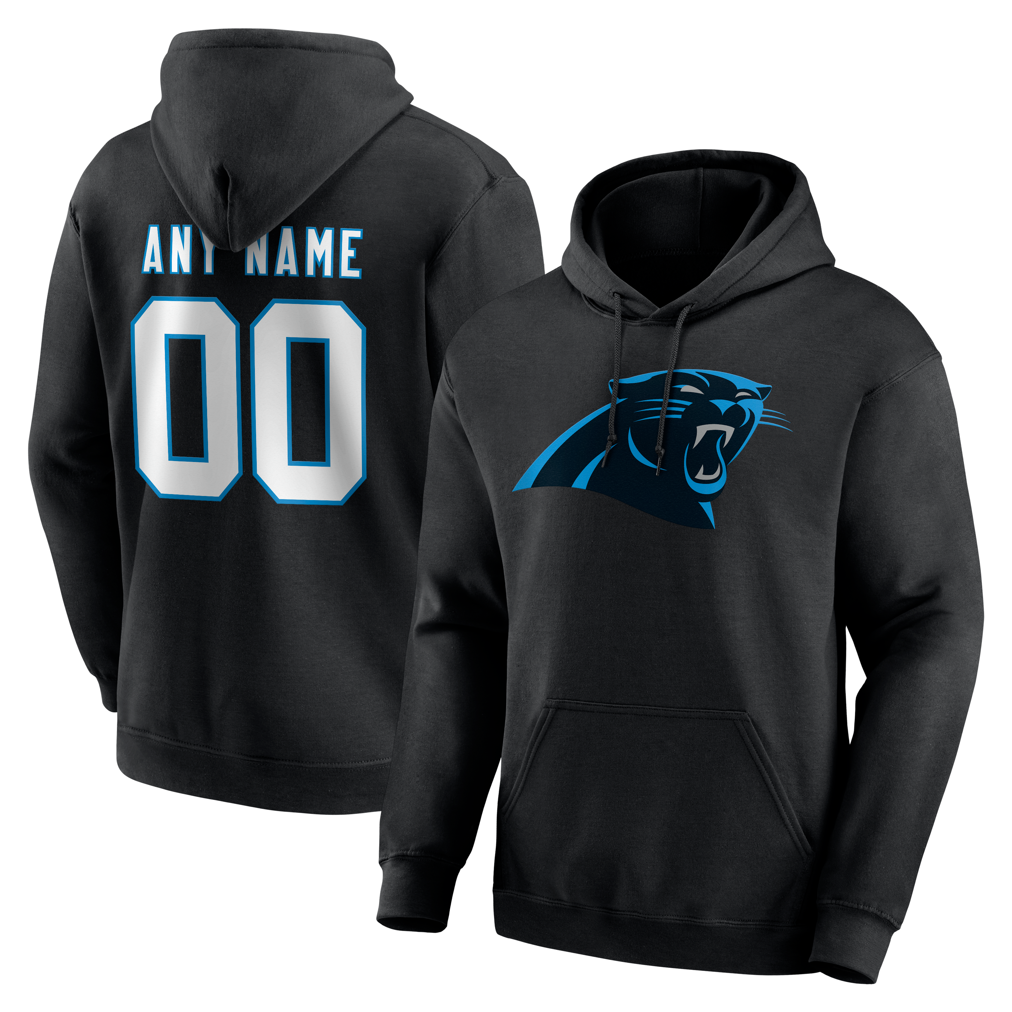 Men's Black Carolina Panthers Team Authentic Personalized Name & Number Hoodie