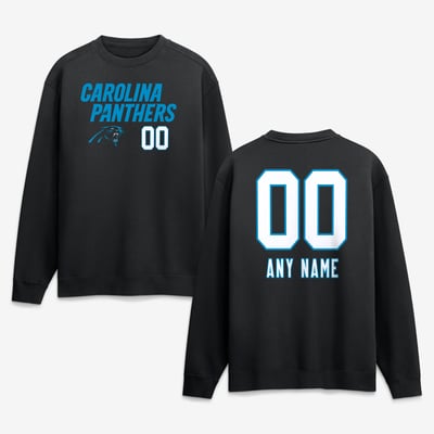 Carolina Panthers  Touchdown Wordmark Personalized Name & Number Sweatshirt - Black