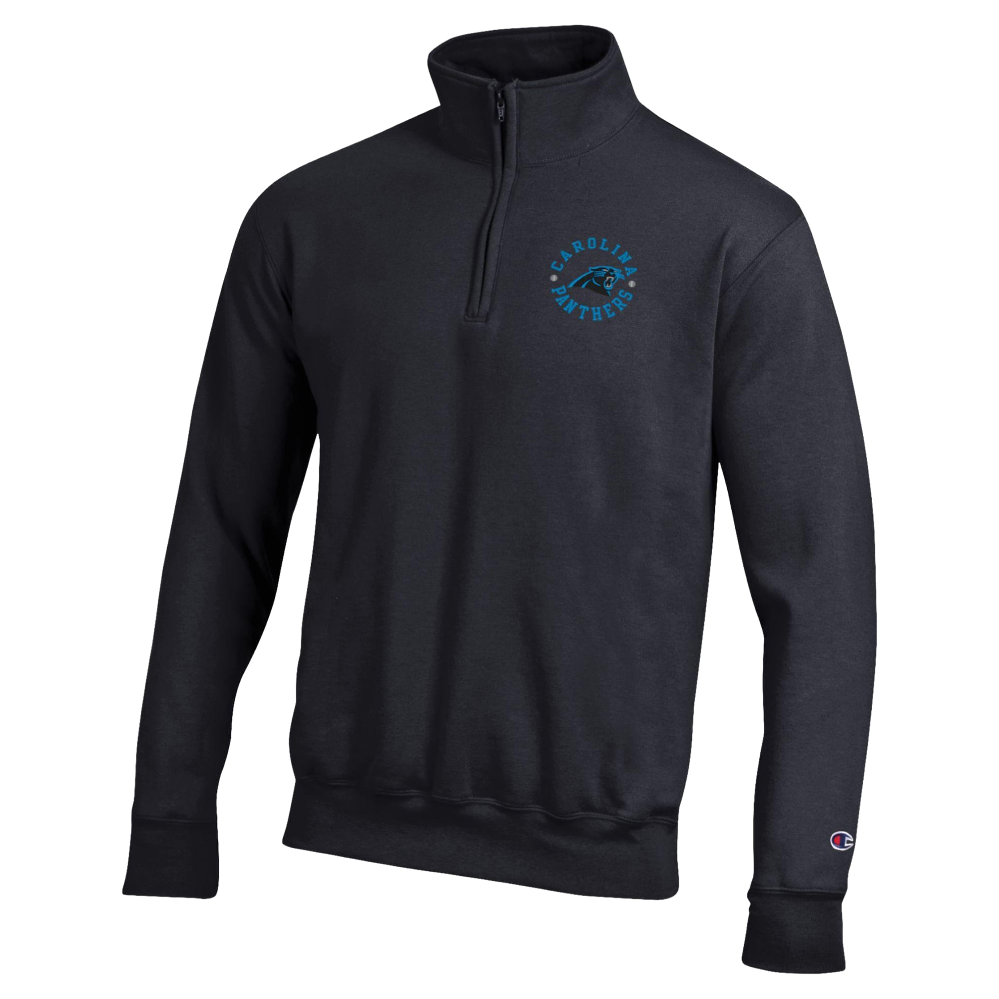 Men's Champion Black Carolina Panthers Powerblend Quarter-Zip Pullover