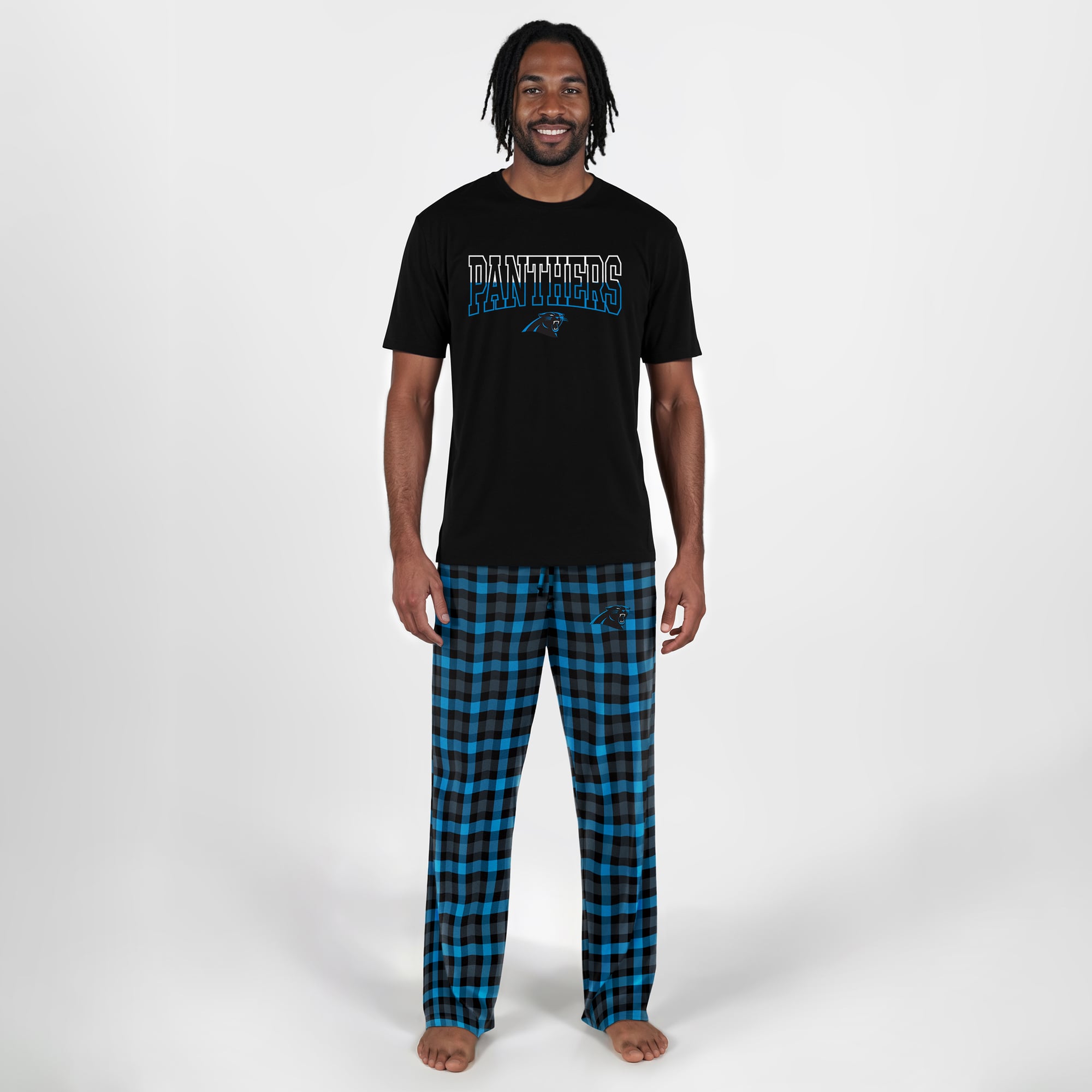 Men's Concepts Sport Black Carolina Panthers Highland Sleep Set