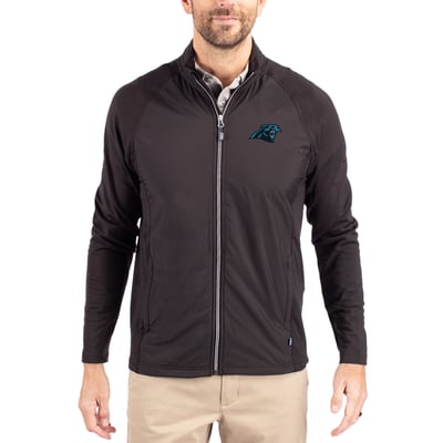 Carolina Panthers Cutter & Buck Adapt Eco Knit Full-Zip Jacket - Black