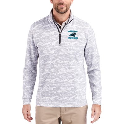 Carolina Panthers Cutter & Buck Traverse Camo Print Stretch DryTec Quarter-Zip Top - Charcoal