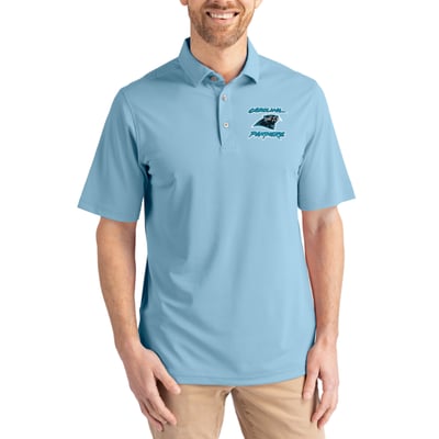  Carolina Panthers Cutter & Buck  Virtue Eco Pique Recycled Polo - Light Blue