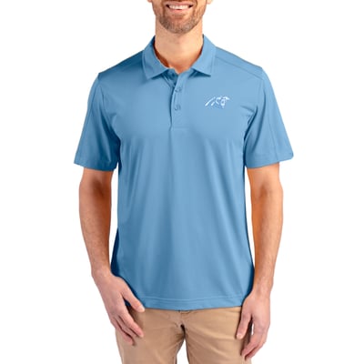  Carolina Panthers Cutter & Buck Prospect Eco Textured Stretch Recycled Polo - Powder Blue