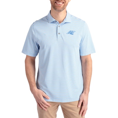 Carolina Panthers Cutter & Buck Virtue Eco Pique Stripe Recycled Polo - Powder Blue
