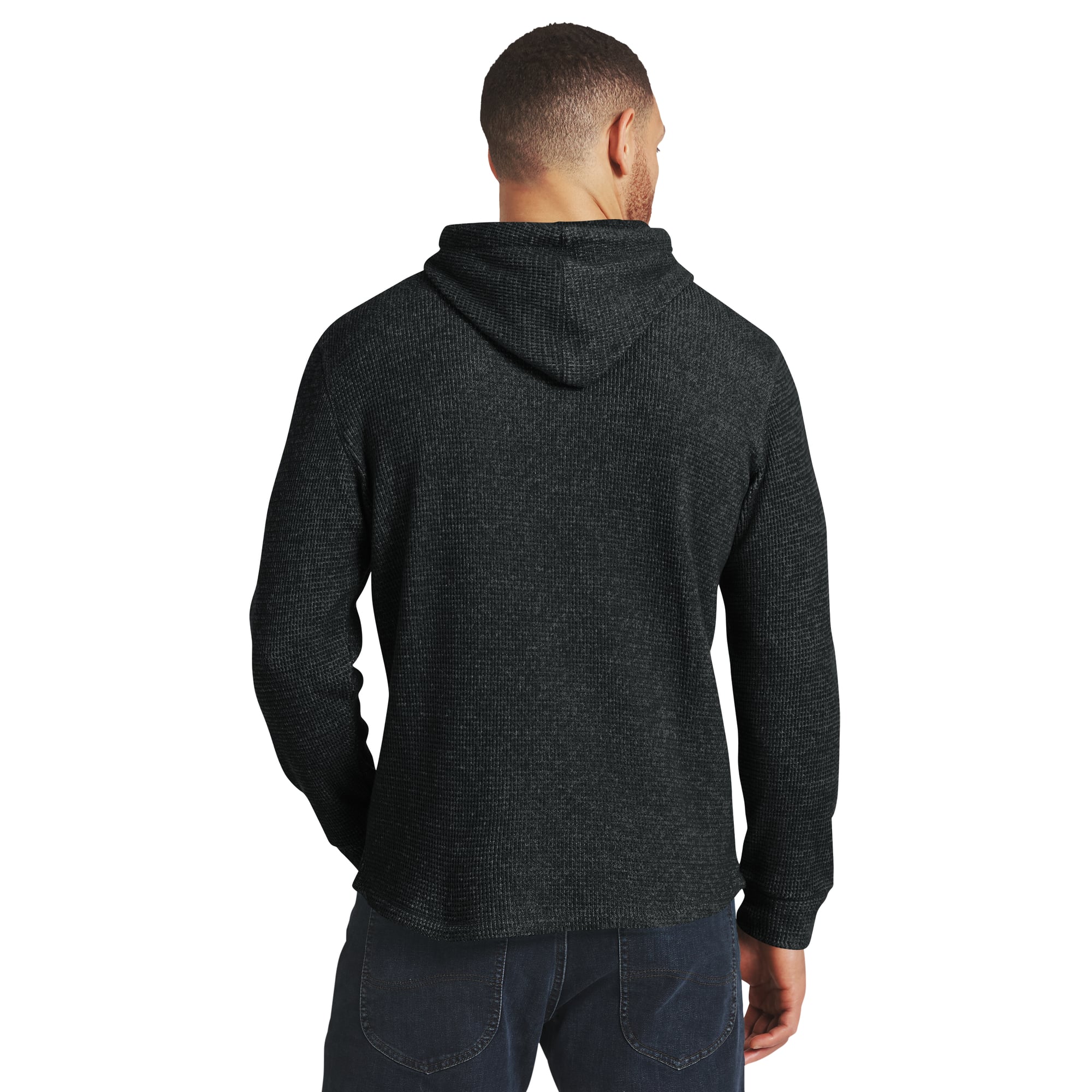 Collection Darius Rucker pour homme par Fanatics - T-shirt à manches longues en maille gaufrée et mélange de trois matières, noir, Carolina Panthers
