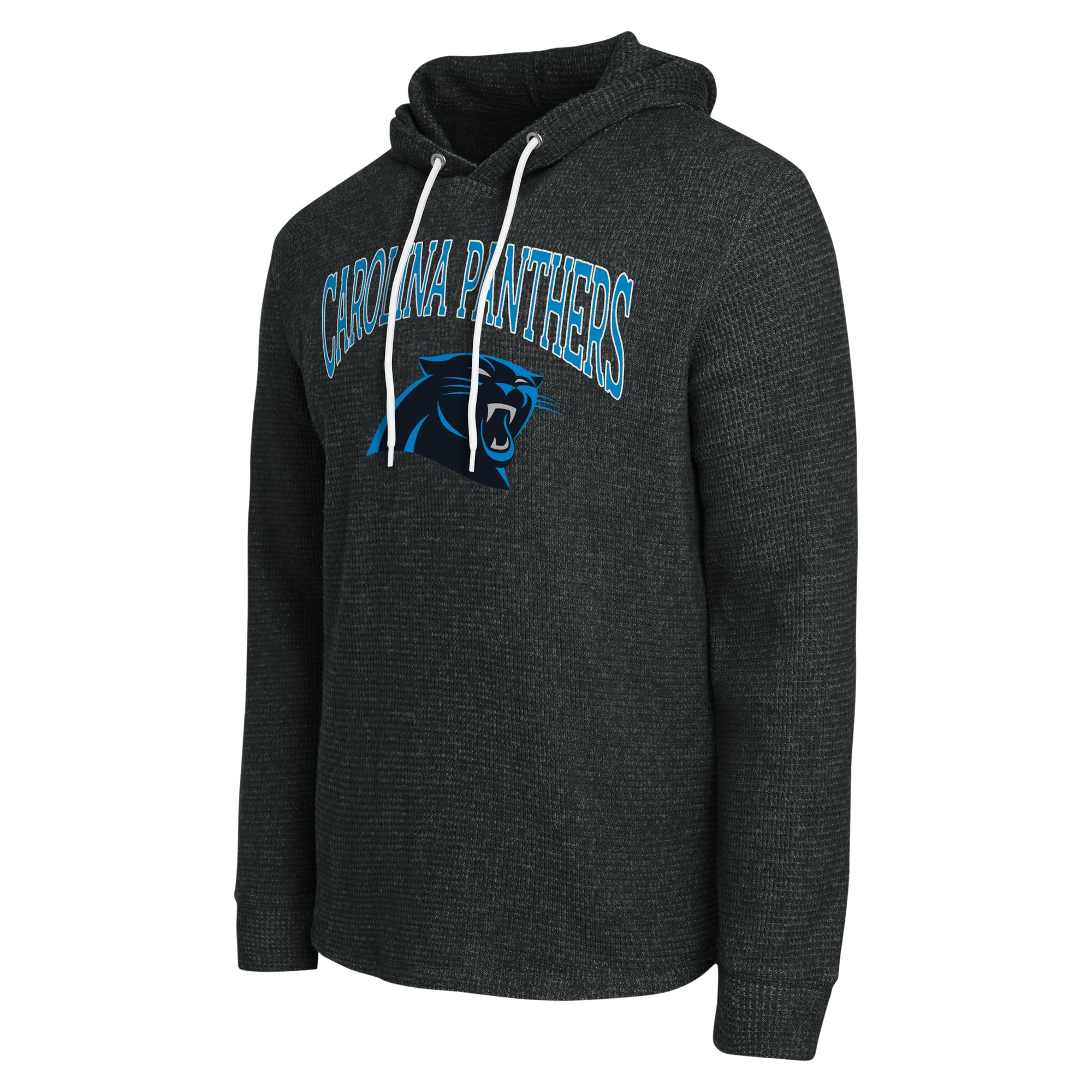 Collection Darius Rucker pour homme par Fanatics - T-shirt à manches longues en maille gaufrée et mélange de trois matières, noir, Carolina Panthers