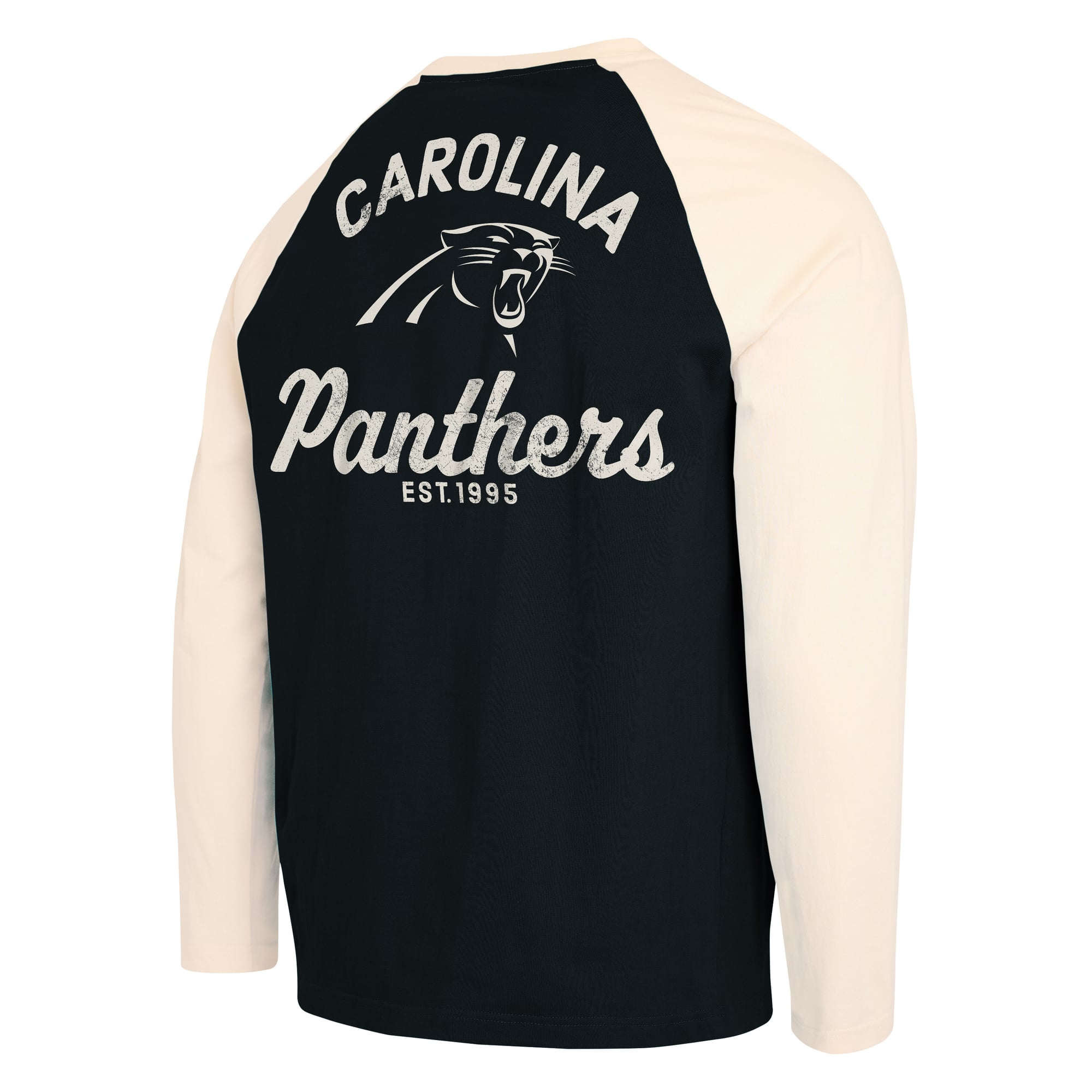 Men's Darius Rucker Collection by Fanatics Black/Cream Carolina Panthers Henley Long Sleeve T-Shirt