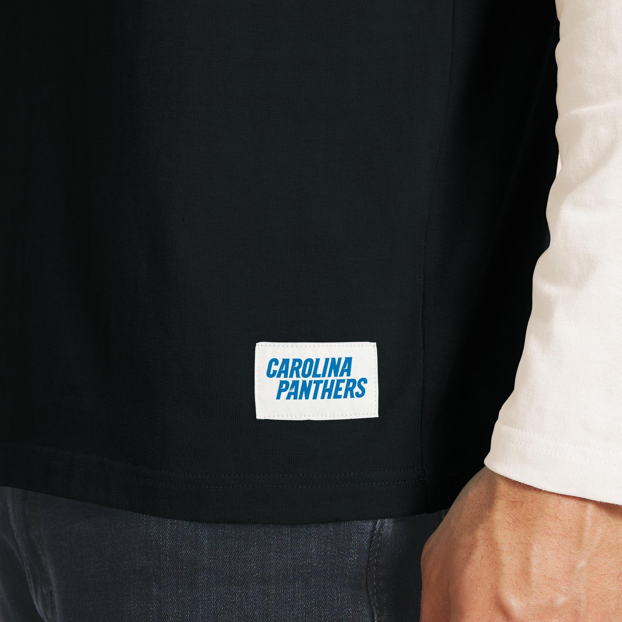 Men's Darius Rucker Collection by Fanatics Black/Cream Carolina Panthers Henley Long Sleeve T-Shirt