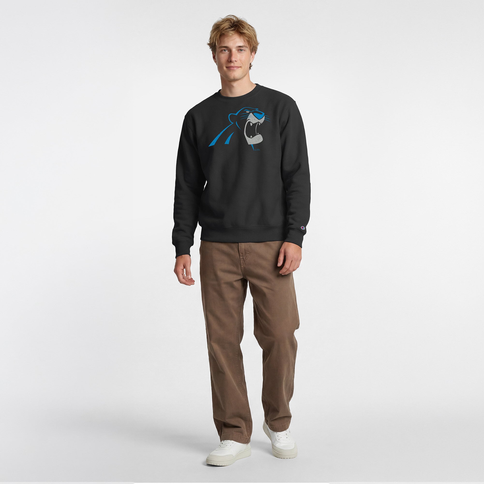 Sweat-shirt homme Disney x Champion Black Carolina Panthers Bagheera Powerblend