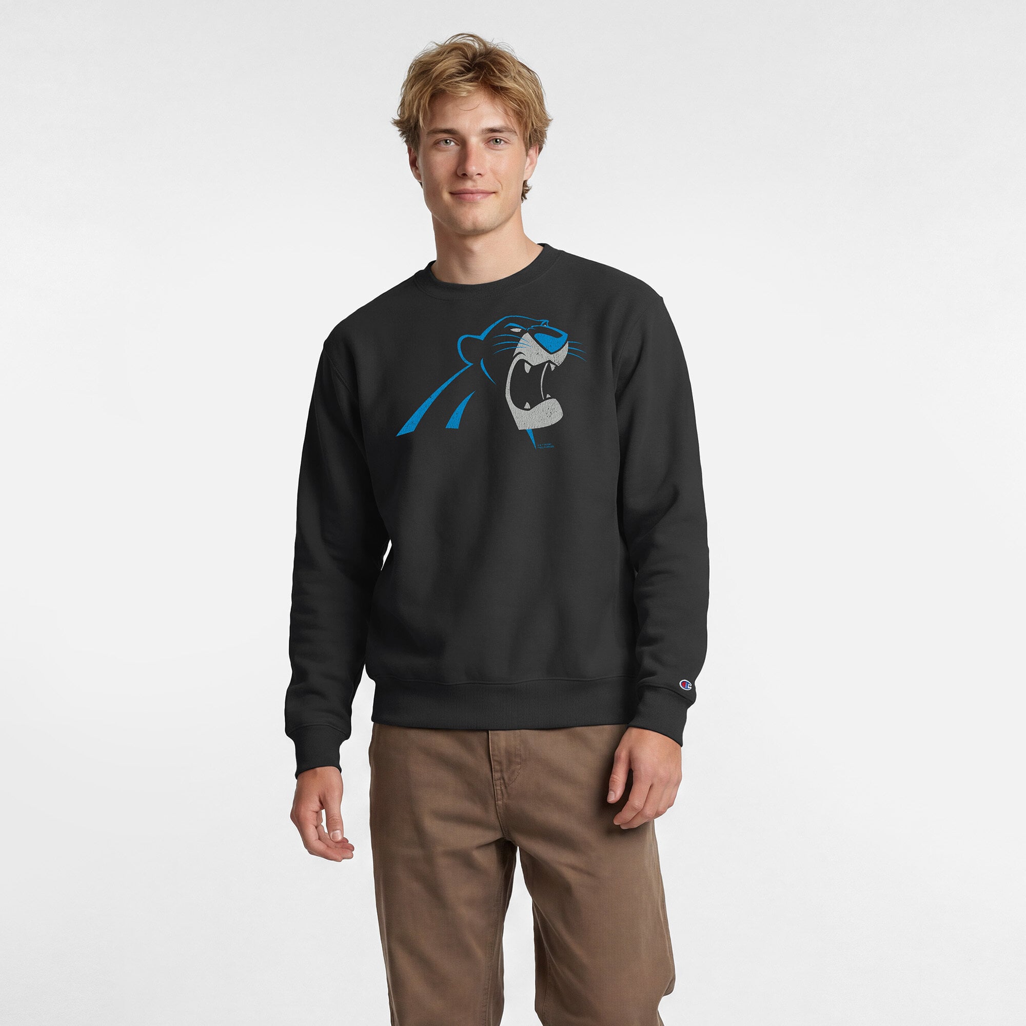 Sweat-shirt homme Disney x Champion Black Carolina Panthers Bagheera Powerblend