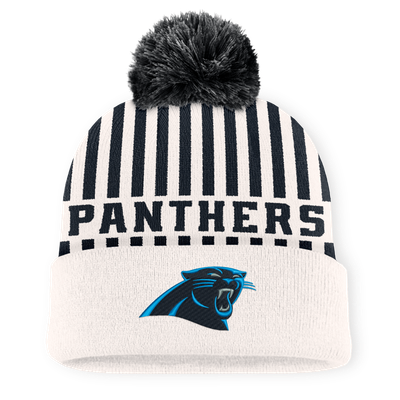 Carolina Panthers Fanatics Streak Cuffed Knit Hat with Pom - Cream/Black