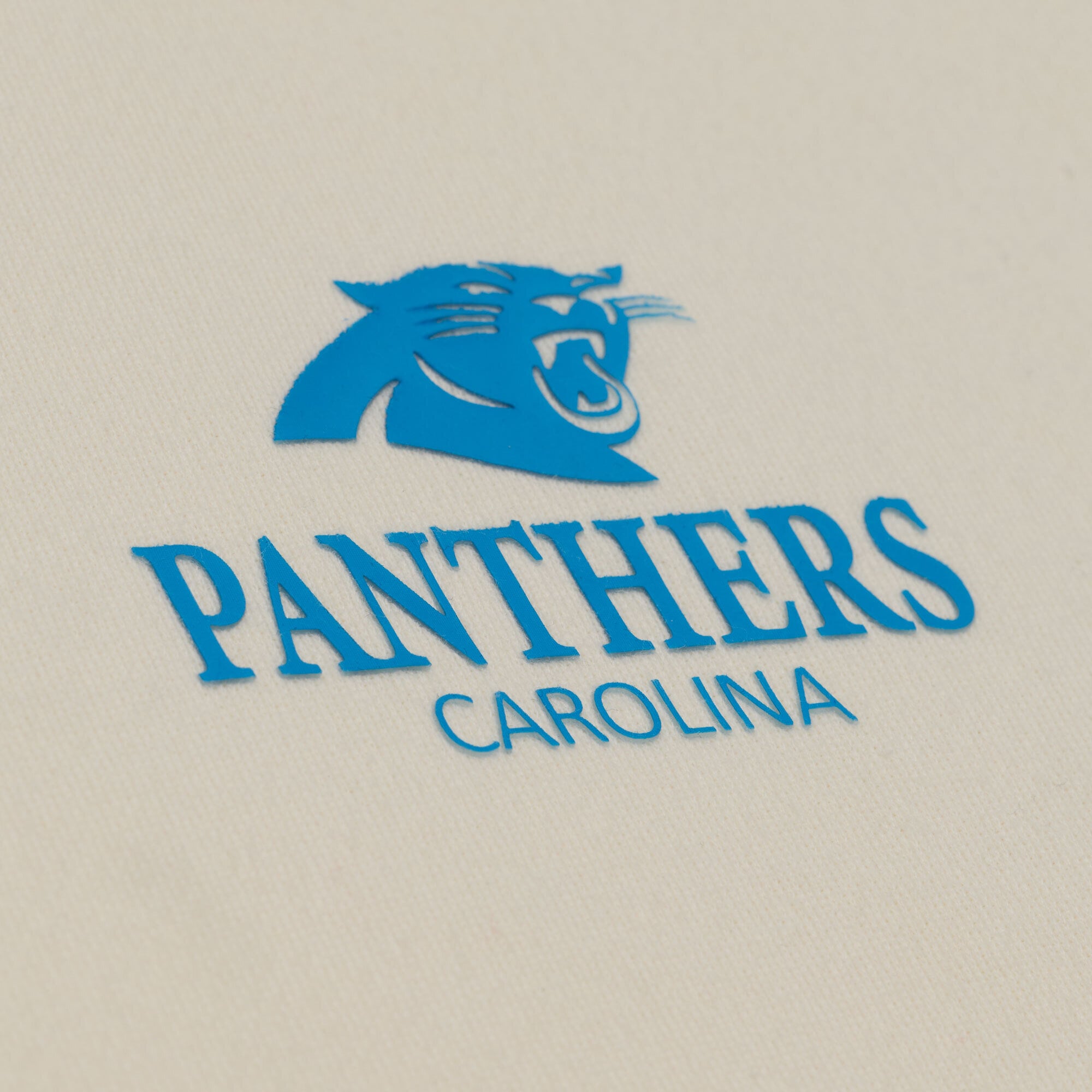 Men's Mitchell & Ness Cream Carolina Panthers Core Essentials Micro Logo Fleece Sweatshirt