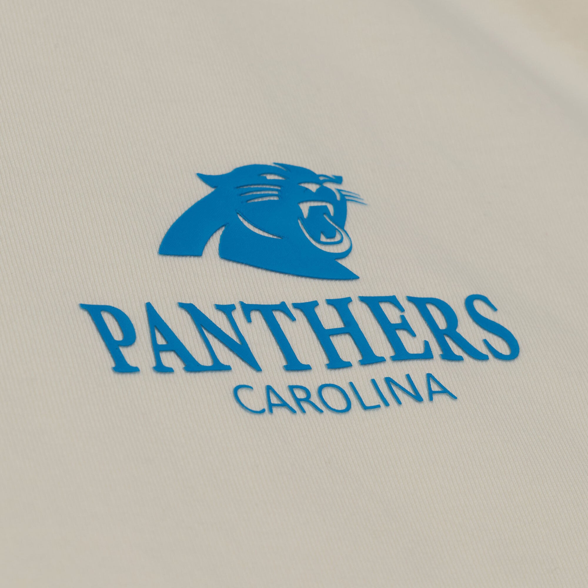 Men's Mitchell & Ness Cream Carolina Panthers Core Essentials Micro Logo T-Shirt