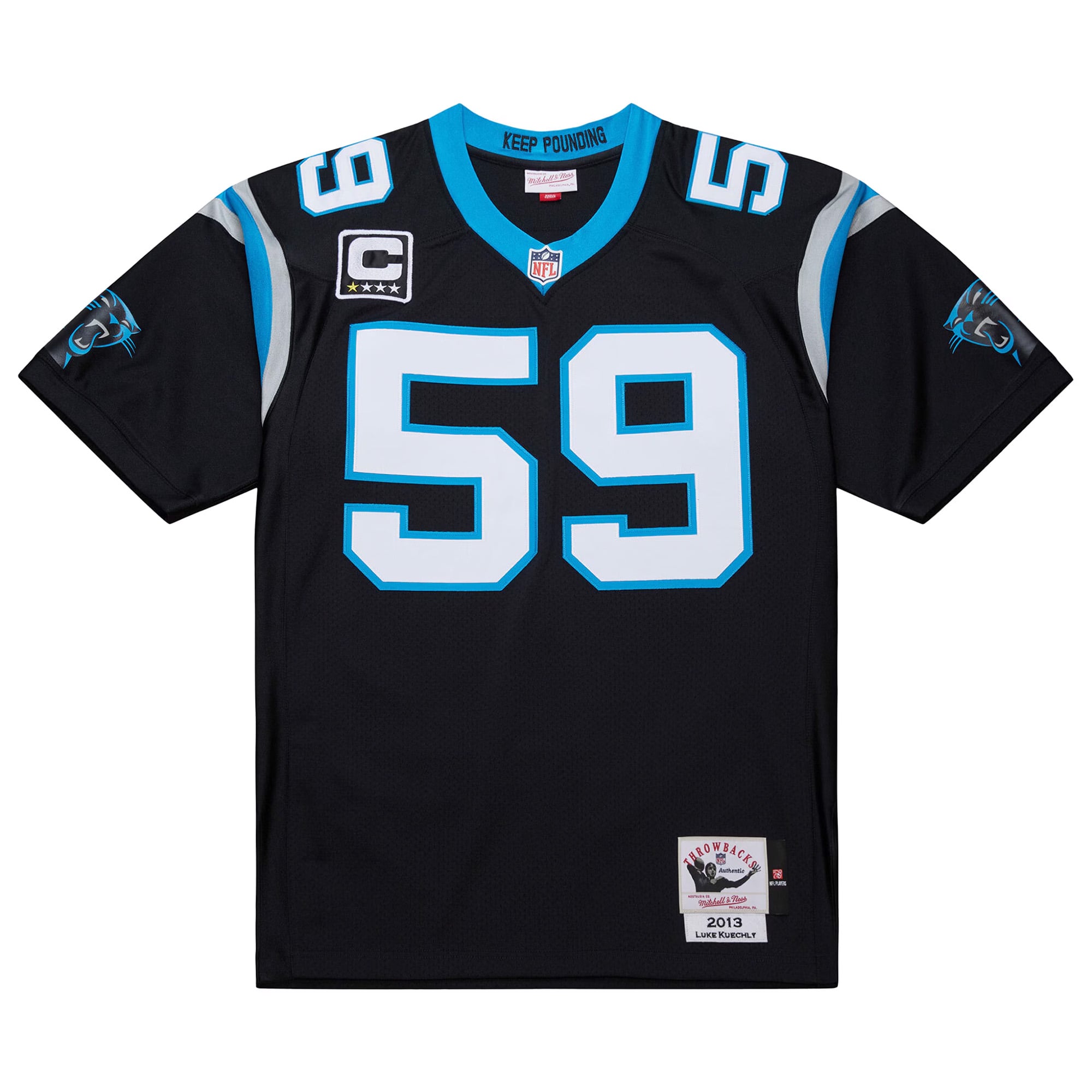 Men's Mitchell & Ness Luke Kuechly Black Carolina Panthers 2013 Authentic Throwback Retired Player Jersey
