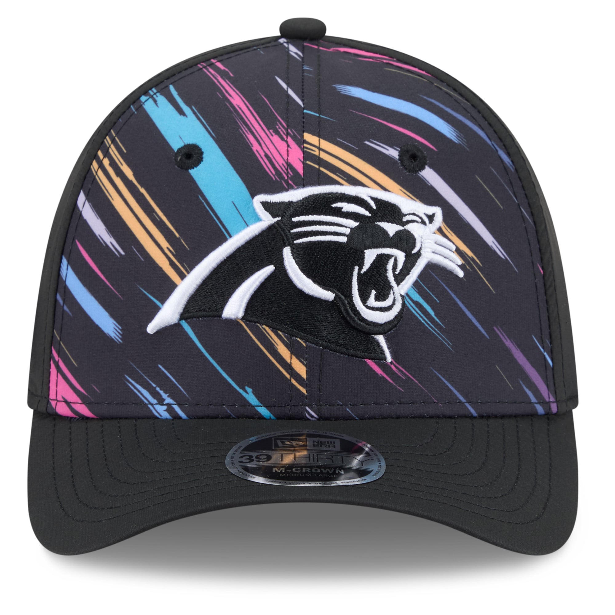 Men's New Era Black Carolina Panthers 2026 NFL Crucial Catch 39THIRTY M-Crown Stretch Hat