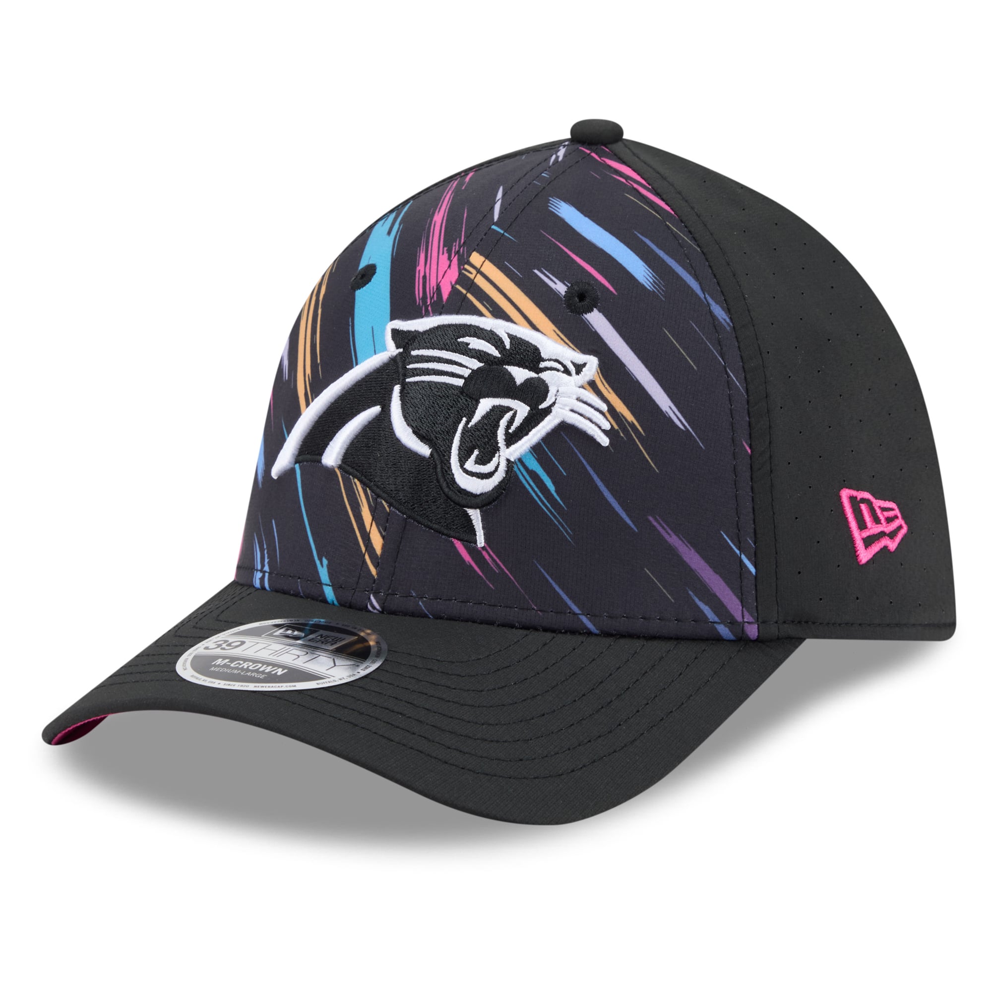 Men's New Era Black Carolina Panthers 2026 NFL Crucial Catch 39THIRTY M-Crown Stretch Hat