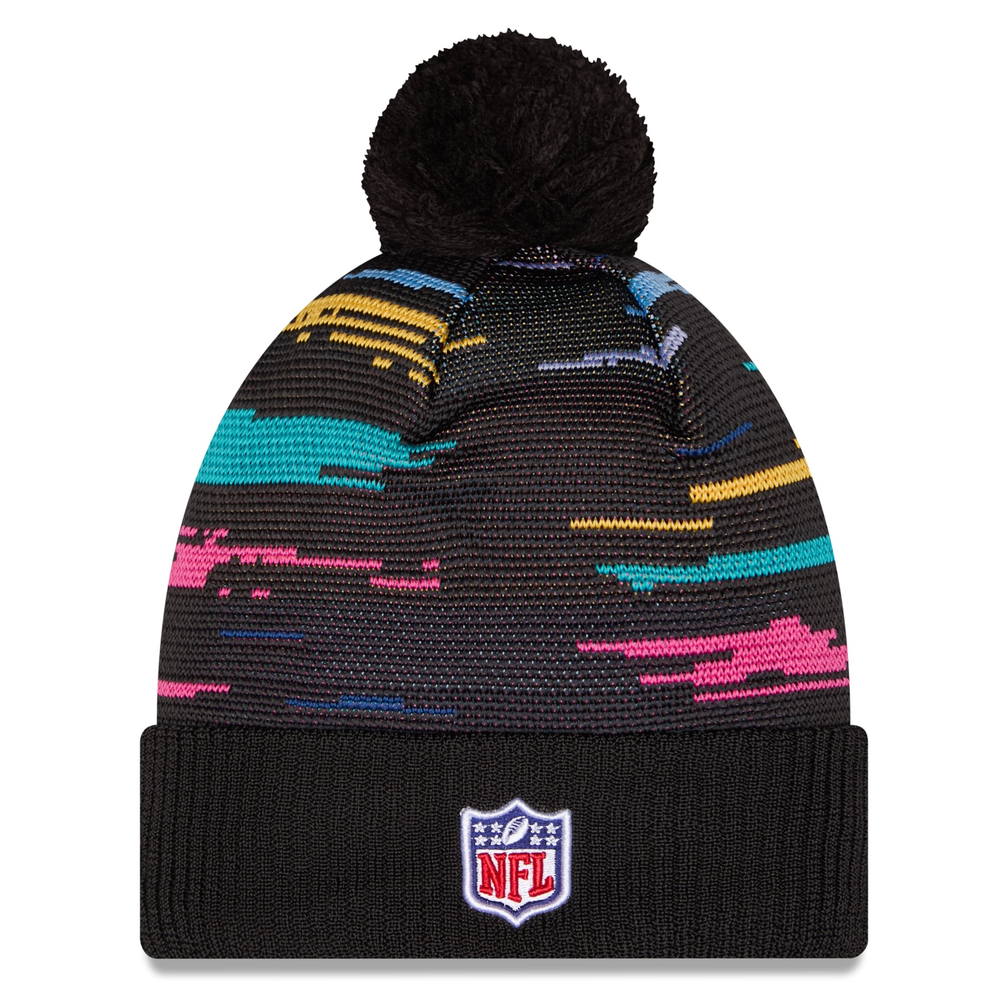Men's New Era Black Carolina Panthers 2026 NFL Crucial Catch Cuffed Knit Hat with Pom