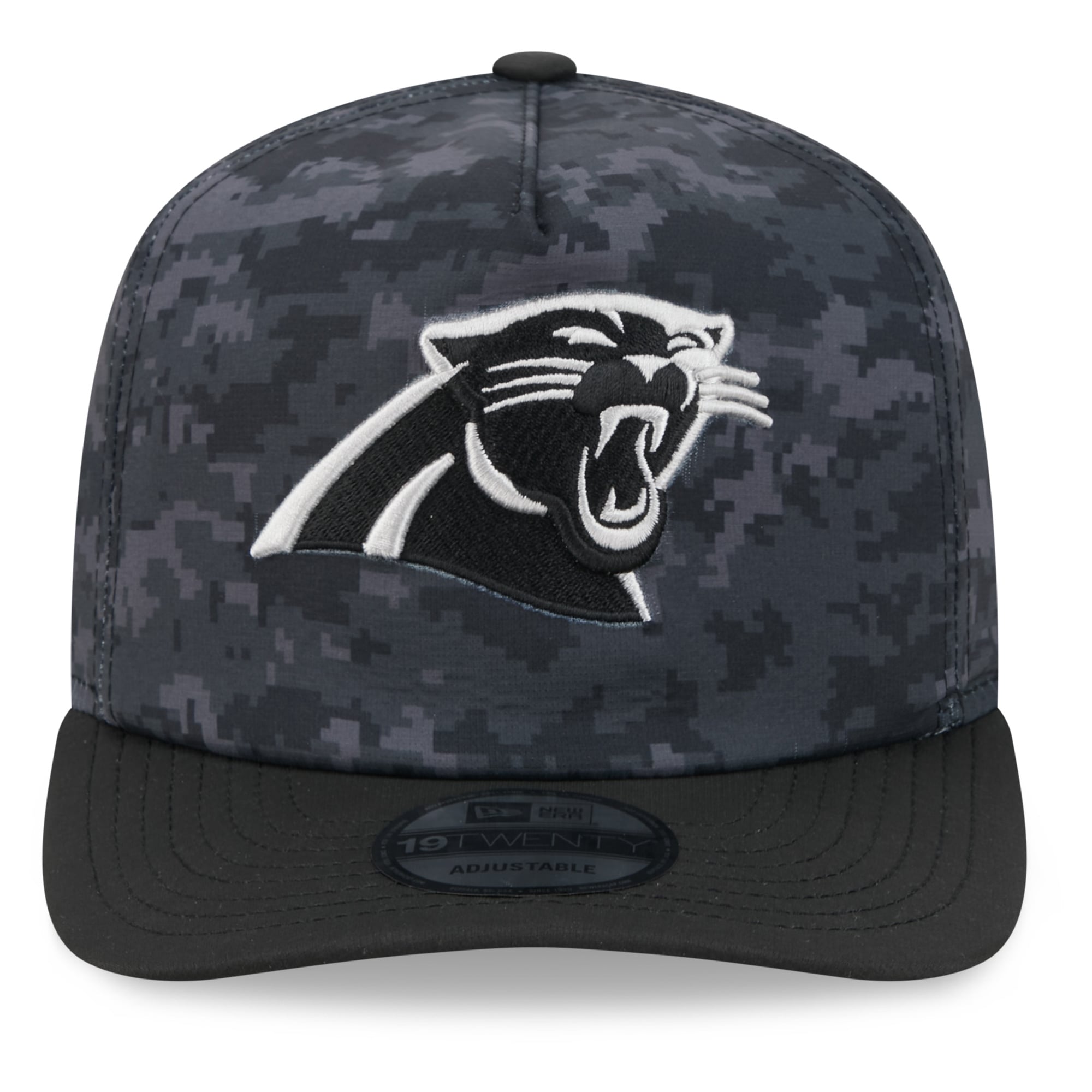 Casquette ajustable New Era noire Carolina Panthers 2026 Salute To Service 19TWENTY pour homme