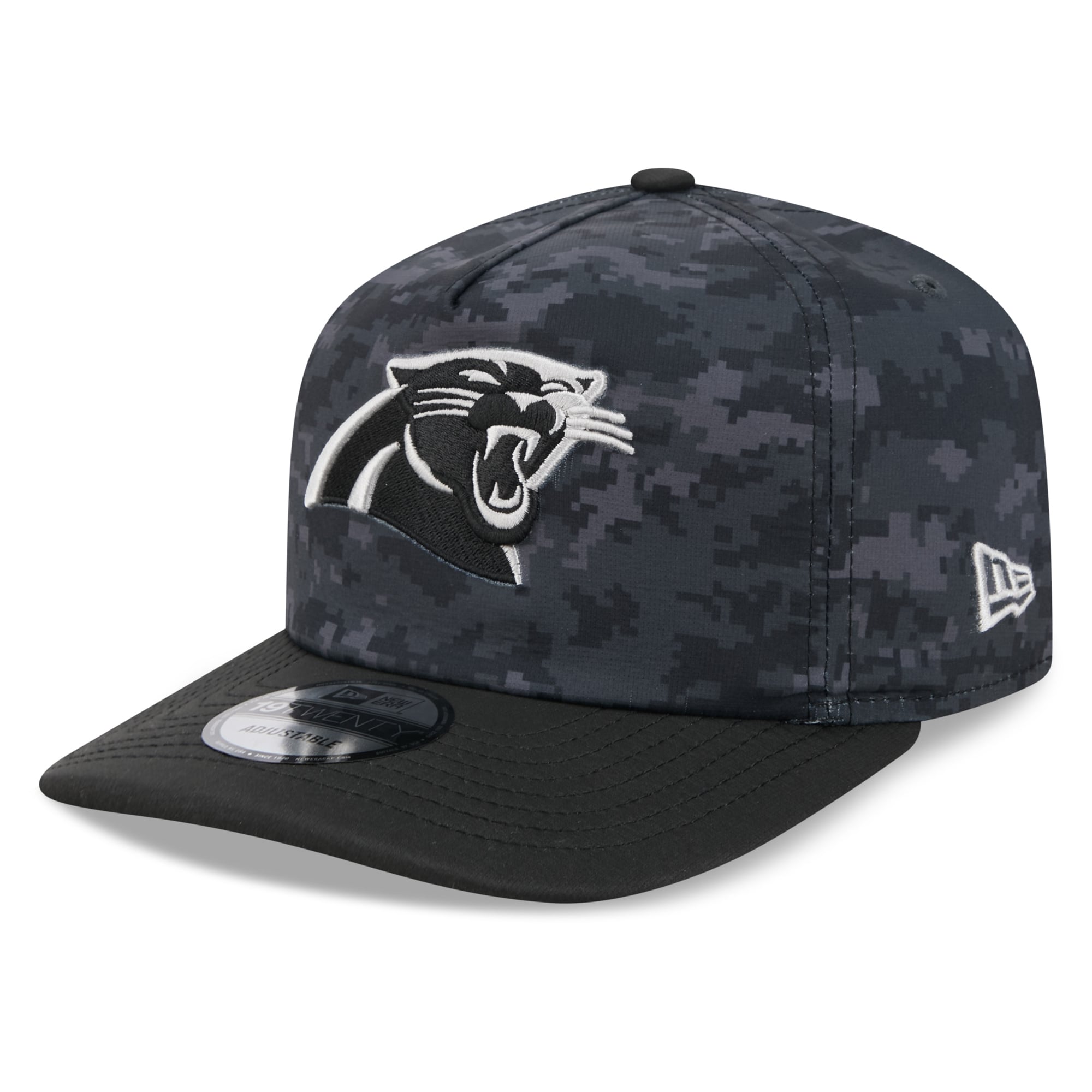 Casquette ajustable New Era noire Carolina Panthers 2026 Salute To Service 19TWENTY pour homme