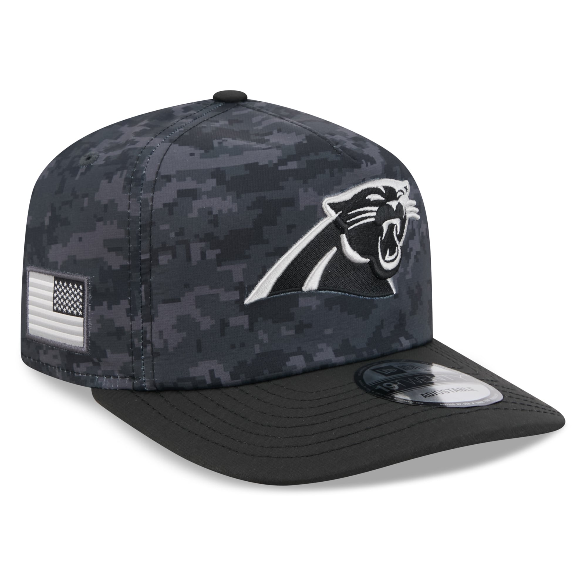 Casquette ajustable New Era noire Carolina Panthers 2026 Salute To Service 19TWENTY pour homme