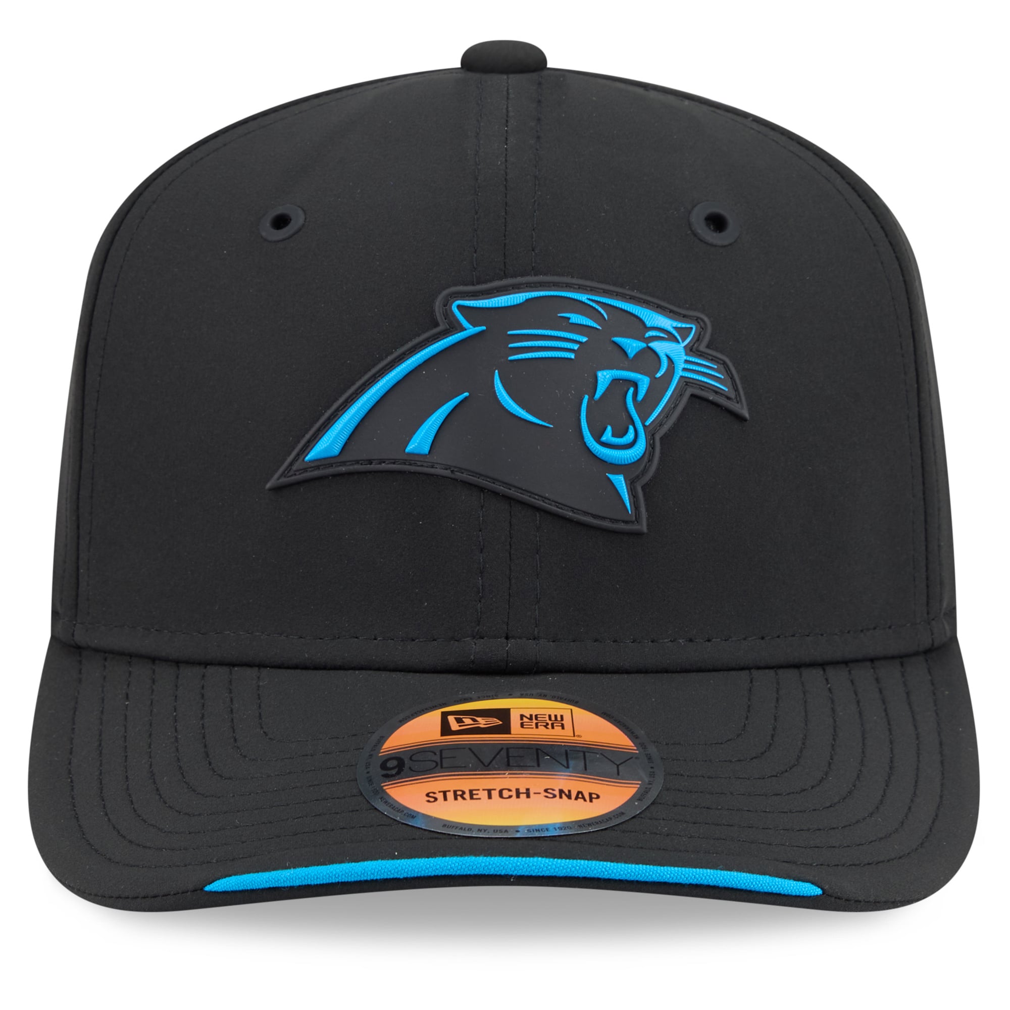 Casquette ajustable New Era bleue Carolina Panthers 2026 Sideline 9SEVENTY pour homme