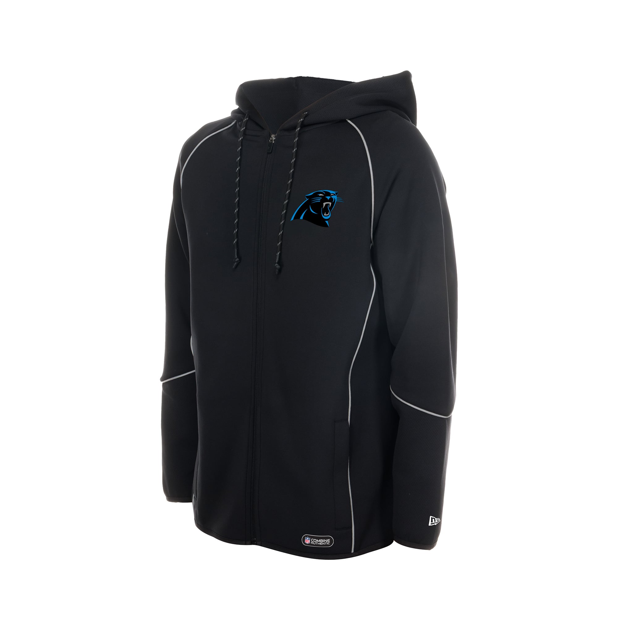 Men's New Era Black Carolina Panthers Combine Authentic Raglan Full-Zip Hoodie