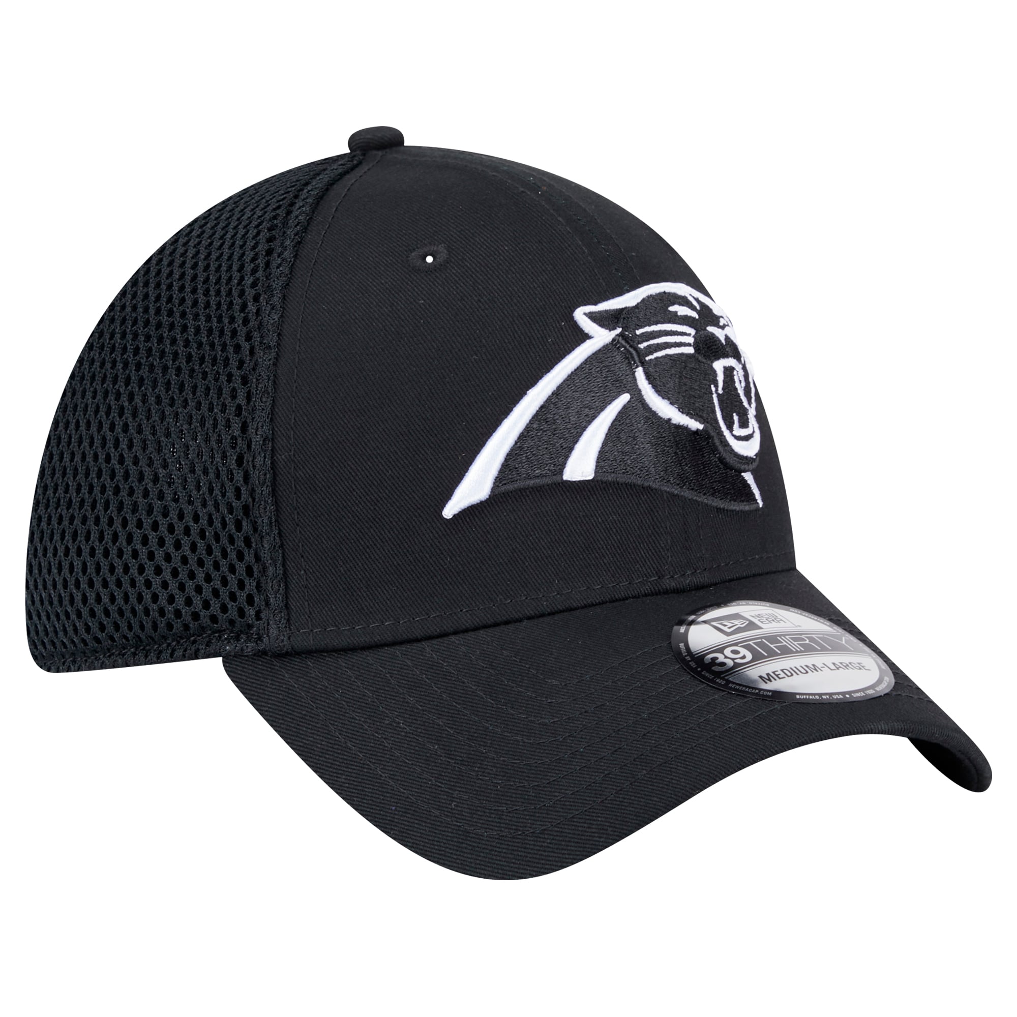 Casquette Main Neo 39THIRTY Flex noire Carolina Panthers de New Era pour homme