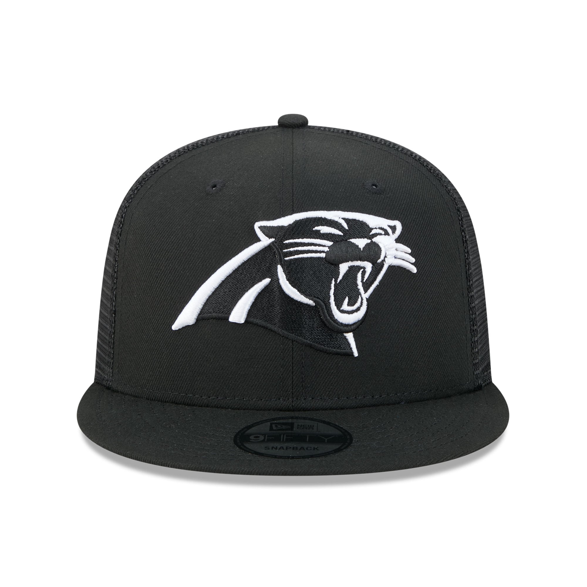 Casquette trucker snapback New Era 9FIFTY Carolina Panthers noire et blanche pour homme
