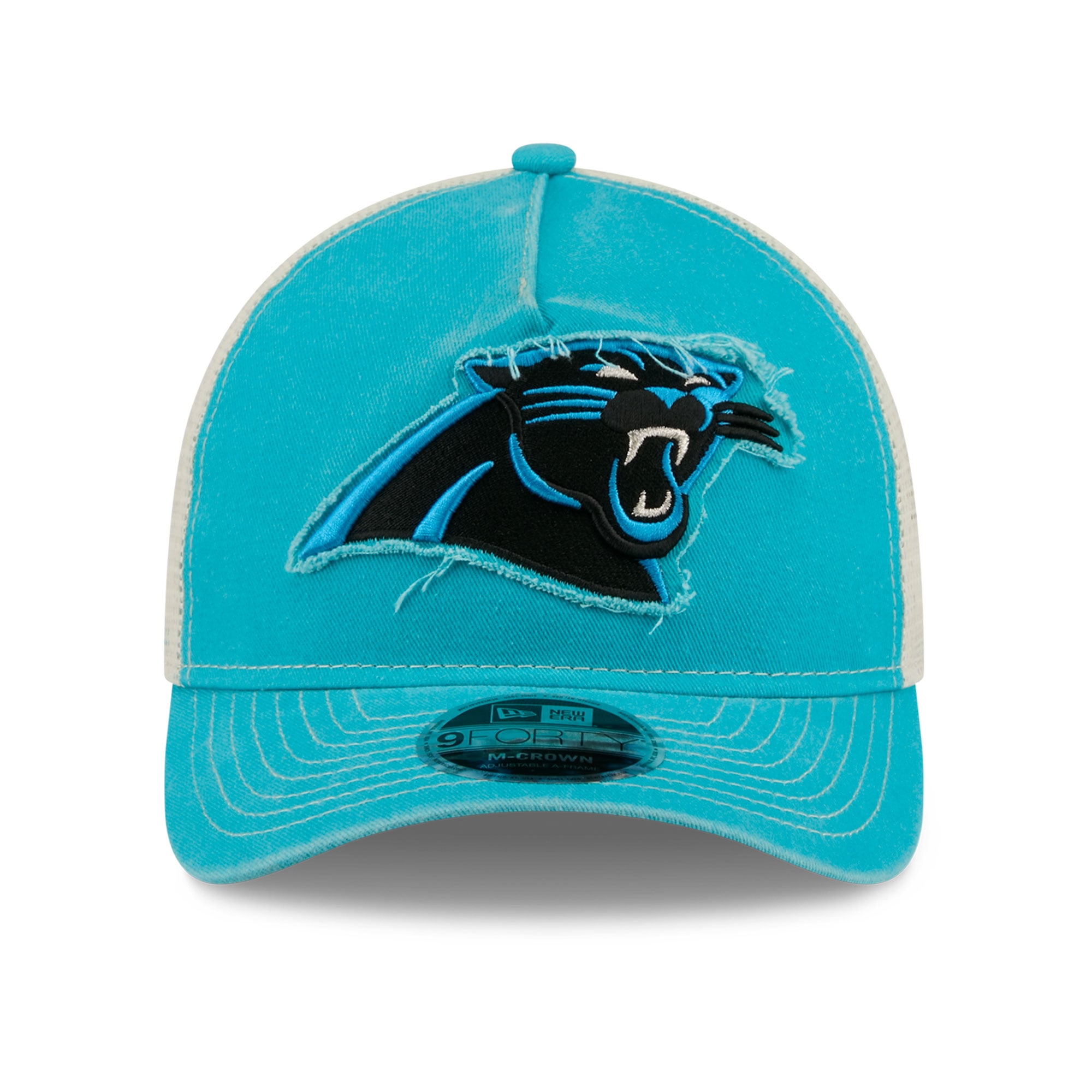 Casquette trucker ajustable New Era bleue Carolina Panthers 9FORTY pour homme