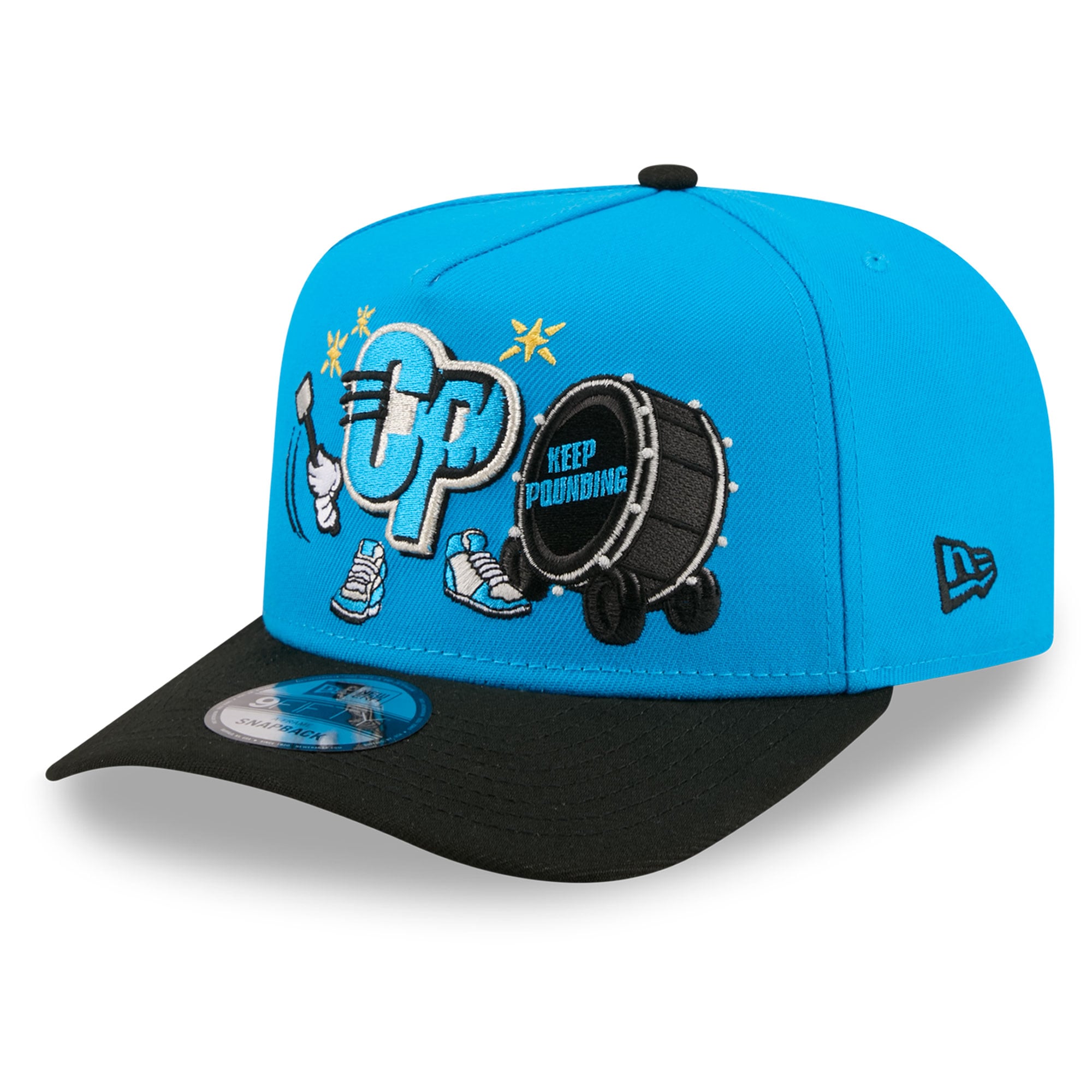 Men's New Era Blue/Black Carolina Panthers Cartoon A-Frame 9FIFTY Snapback Hat