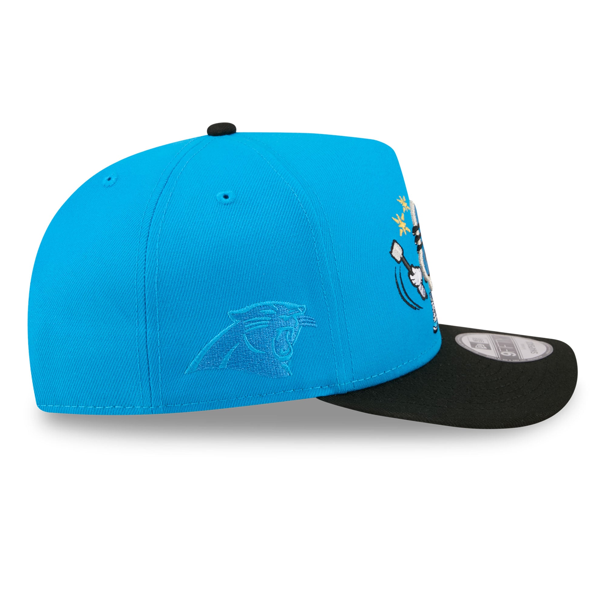 Casquette snapback New Era 9FIFTY pour homme, bleue et noire, motif Carolina Panthers.